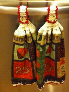 Hanging Kitchen Towels Hand Crochet Top Bottom of Cotton Thread 3