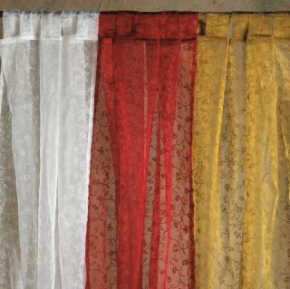 Lizette Floral Design Flocked Organza Curtain Drape 42x84 94 6