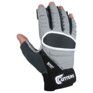 Cutters Half Finger Padded Lineman Football Gloves Grey Black