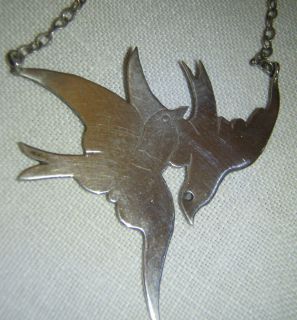 VINTAGE STERLING SILVER SWALLOWS HAND MADE NECKLACE PENDANT FABULOUS