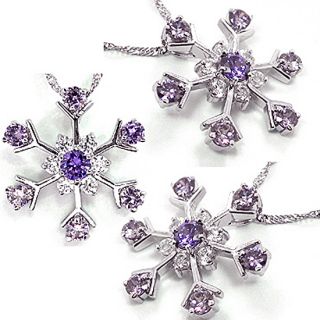 Personalized Jewelry Flower Purple Amethyst White Gold GP Pendant
