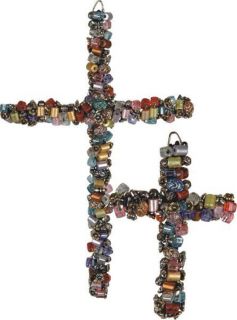 Decorative Wall Cross 2pc Multicolored Beadwork Wall Cross Crucifix