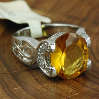 New Sterling Silver Oval Cut Citrine 7g Ring 7 ZC830