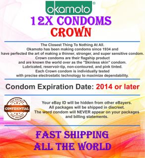12 Okamoto Crown Skinless Skin Condoms Thin Sensitive