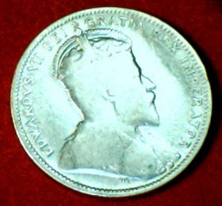 1910 King Edward VII Canada Silver 25 Cent Quarter