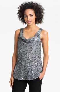 JS Collections Cowl Neck Sequin Chiffon Camisole