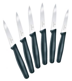 Black 6 3 1 4 Straight Edge Paring Knives Victorinox Swiss Army 40508