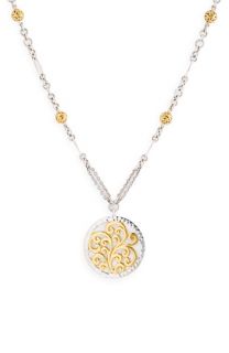 Lois Hill Two Tone Open Scroll Long Station Necklace