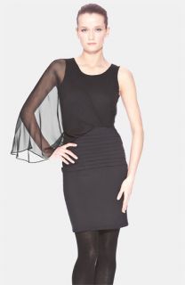 Marc New York by Andrew Marc Sheer One Sleeve Mixed Media Dress