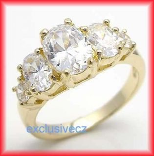 75 Carats Wedding CZ Yellow Gold Plated 14k GP Ring Size 4 5 6 7 8 9