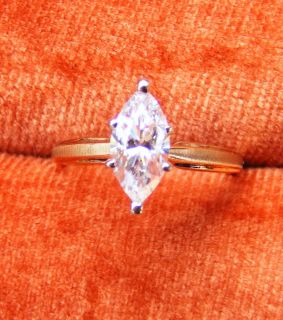 14K 2 6g GOLD 1 25 Carat High Quality Marquise DQ CZ Engagement RING