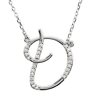 Letter D Initial Diamond Necklace Pendant 925 Sterling Silver 16 Inch