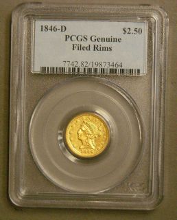1846 D Dahlonega $2 50 Gold PCGS Genuine Super Nice