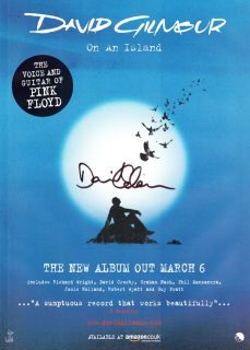 David Gilmour on An Island Signed Autographed Poster CD Shirt DVD Pink