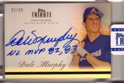  on card auto with inscription dale murphy inscribed nl mvp 82 83