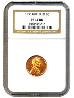 1936 1c NGC Proof 64 RD Brilliant Lincoln Cent