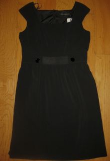 380 David Meister Black Button Front Sheath Dress 10