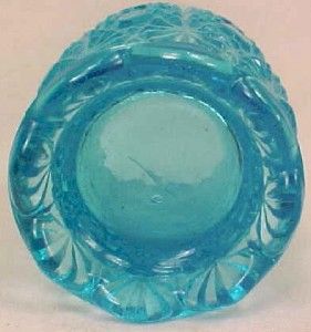 Beautiful Blue Daisy Button Glass Toothpick Holder EX