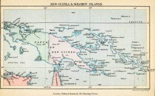  New Guinea Solomon Islands Malanta Map Art Dampier Britain Lyra