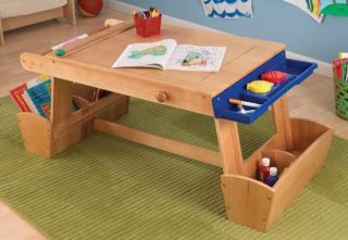 Childrens Art And Crafts Table With Drying Rack And Storage Kids Fun