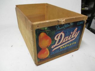   Wooden Fruit Crate Box Daily Brand Bartletts Pears CA David J Eliot