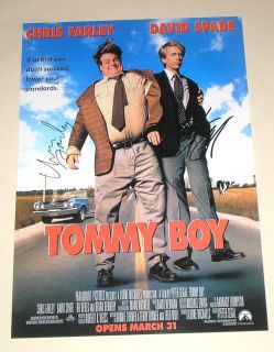 Tommy Boy Cast X2 PP Signed 12x8 Poster Spade Farley