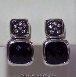 David Yurman Chiclet Black Onyx Diamond Drop Earrings