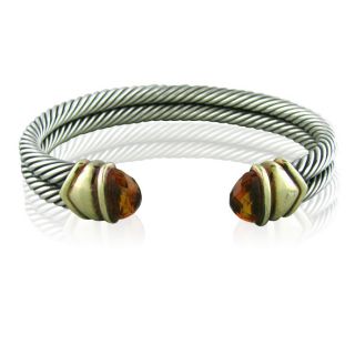 David Yurman Sterling Silver 14k Gold Citrine Cable Bracelet