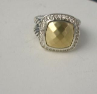 David Yurman 11mm Albion pave Gold Faceted Diamond Ring Size 6