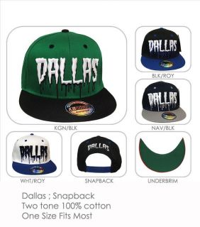 Dallas Flat Brimmed Snap Back Snapback Drip Cap Hat