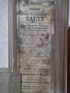 Lot of Five Antique Medicine Bottles Including Hamby Liver Salts with