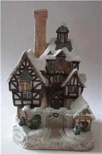 David Winter Christmas 1994 Tudor Snow Covered Cottage Scrooges Home