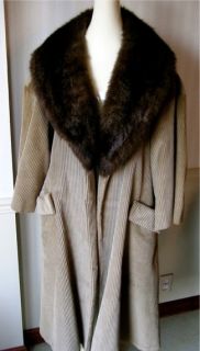 Dan Millstein NY Paris 50s 60s Vtg Designer Corduroy Swing Coat Fur