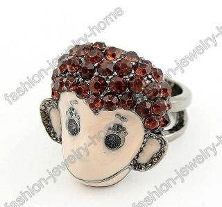 Dazzling Brown Clear Cute Monkey Ring Fashion