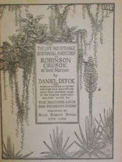 1900 Antique Robinson Crusoe Daniel Defoe Litho