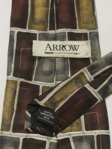 Arrow Mens Designer Neck Tie Silk Geometric Burgundy Gold Gray White