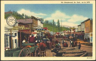 Deadwood South Dakota SD Main Street as It Was in 1876 1948 Vintage