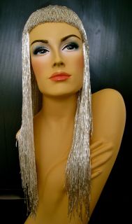 Silver Drag Queen Bead Gay Cabaret Fancy Cher Bead Wig