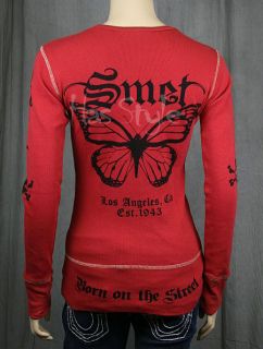 SMET Audigier Womens Red Butterfly Thermal Shirt