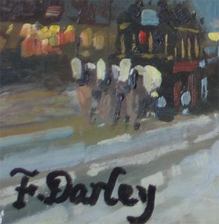 Darley 1949s Paris Street Scene Original Oil Painting Wood Frame