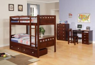 Twin Deco Bunk Bed with Drawers Cappuccino