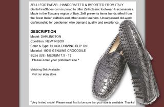 Zelli Darlington Italian Crocodile Leather Shoes Black