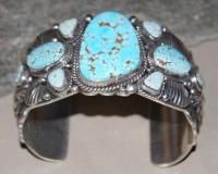 Navajo Darryl Becenti 8 Turquoise Sterling Bracelet