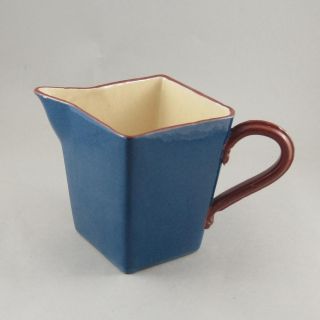 Dartmouth Pottery Devon Torquay Ware Milk Jug Blue Square bb1
