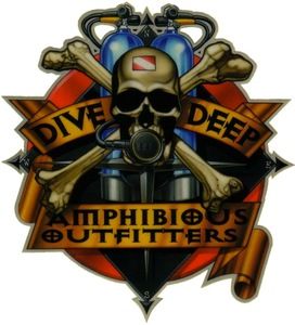 Scuba Dive Sticker Amphibious Outfitters Deep Skull