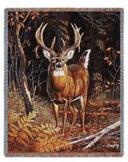 WHITE TAIL DEER LODGE WILDLIFE BAD ATTITUDE TAPESTRY THROW AFGHAN