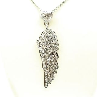 Butler and Wilson Silver Angel Wing Heart Necklace S