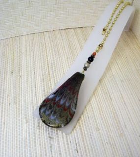 elegant spoon shaped fan pull this large lampwork glass focal is
