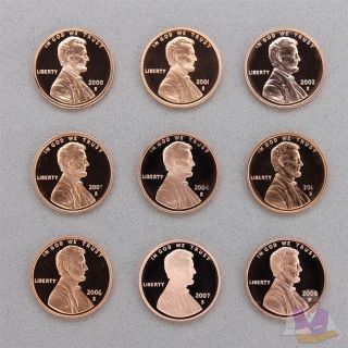  Lincoln Memorial Cent Gem Deep Cameo Proof Run 9 Coin Set US Mint