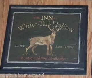 Deer Picture Rustic Lodge Style Wall Decor White Tail Hollow country